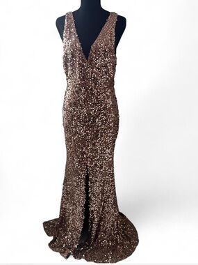 Forever 21 rose gold Sequin V-Neck Maxi Gown